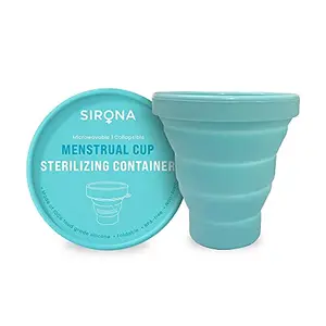 Sirona Collapsible Silicone Cup Foldable Sterilizing Container Cup for Menstrual Cups - 1 Unit | Microwave Friendly | Kills 99% of Germs | Menstrual Cup Sterilizer