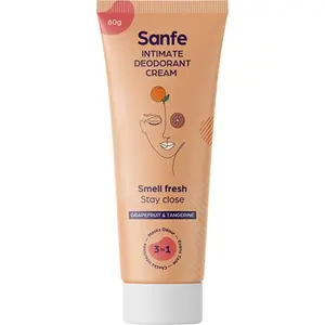 Sanfe Intimate Perfume Deodorant Cream for Women - 60g | Control Sweat & Foul Smell in Underarms And Bikini Area | Sensitive Skin-Friendly Fragrance | Grapefruit & Tangerine Extracts