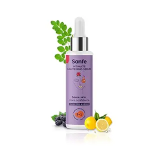 Sanfe Intimate Lightening Dropper Bottle Serum for Women - 50ml for Oily skin with Orange Peel & Hibiscus extracts| Quick & instant Results| User Friendly | Easy application with dropper on dark Underarms Inner Thighs Knee and Bikini Area