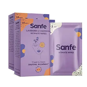 Sanfe Natural Intimate Wipes - 20 Count | 20 Individually Wrapped Wipes Ph. Balanced With Tea Tree Essential Oil And Aloevera Extracts