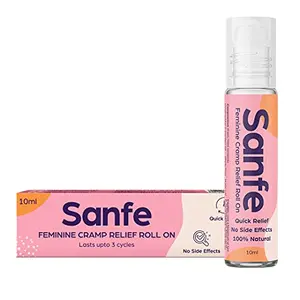 Sanfe Feminine Cramp Relief Roll on for Women's Cramp Aid during From Periods Pain - 10ml with Lavender & Niligiri Oil |100% natural | Instant & Quick Relief | No Side Effects | Relieves Cramping
