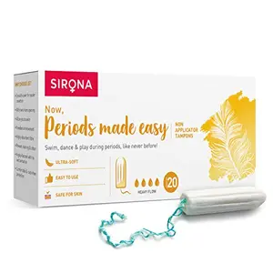 Sirona Period Made Easy Tampons - 20 Piece | For Heavy Flow | Biodegradable Tampons | FDA Approved