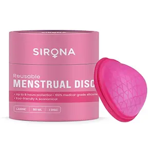Sirona Reusable Menstrual Cup Disc for Women â Large (1 Unit)| Period Disc with 100% Medical Grade Silicone | Up to 8 hour Protection | Non Toxic & Phthalate Free