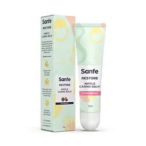 Sanfe Breast Nipple Caring Balm for New Mothers - 15gm with Calendula oil & Cocoa Butter-Strawberry | Heals cracked and flaky nipples| Heals cracked Skin- Elbows Knees and Dry Cheeks | for sore nipple | for pregnant women | for breastfeeding mother's