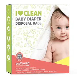 Bodyguard Baby Diaper Disposable Bags - 75 Bags - OXO Biodegradable Leak-Proof Bags for Discreet Disposal of Diapers and Intimate Sanitary Products