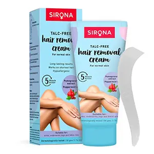 Sirona Hair Removal Cream for Women Normal Skin - 50 gm| with No Talc No Harmful Chemicals | Ideal for Bikini LineUnderarm Legs | Dermatologically Tested