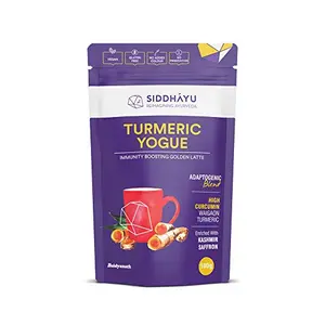 Siddhayu Turmeric Yogue (From the house of Baidyanath) Turmeric Latte | Spiced Turmeric Latte Mix | Immunity Booster | Golden Milk | High Curcumin | Saffron Turmeric Milk | 100 Gm X 1