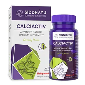 Siddhayu Calciactiv | Natural Calcium Supplement For Women | Ayurvedic Calcium Tablets For Men | For Bone Health | Joint Health I 60 Tablets X 1