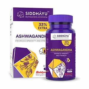 Siddhayu Ashwagandha Tablet | Enhances Immunity and Strength | Rejuvenates Mind & Body | 60 + 20 free Tablets