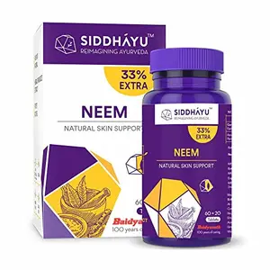 Siddhayu Neem Tablet (From the house of Baidyanath) | Natural Skin Support | Blood Purifier Anti Acne and Pimples | (60 + 20 Tablets Free)