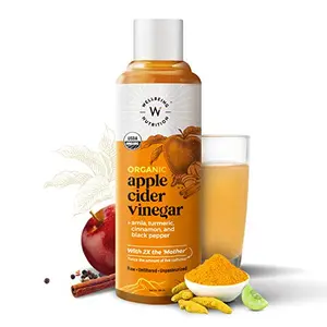 Wellbeing Nutrition USDA Organic Himalayan Apple Cider Vinegar with Mother of Vinegar (2X) with Amla Turmeric Cinnamon & Black Pepper | Raw Unfiltered Unpasteurized - 500ml