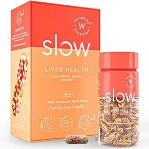 Wellbeing Nutrition Slow | Liver Health | High Strength Milk Thistle Arjuna & Berberry for Complete Liver Detox Alcohol Detox & Protection Against Fatty Liver Cleanse & Regulate(60 Capsules)
