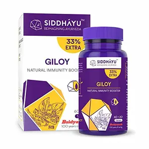 Siddhayu Giloy Tablets Guduchi Tablets (From the house of Baidyanath) | Natural Immunity Booster | Helps in Blood Purification | (60 + 20 Tablets Free)