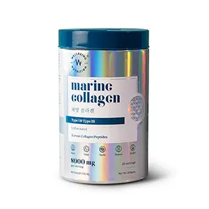 Wellbeing Nutrition Pure Korean Marine Collagen Powder | Hydrolyzed Type 1 & 3 Collagen Protein and Amino Acids |Supports Healthy Skin Hair Nails Bone & Joint Non GMO Unflavored - 200g