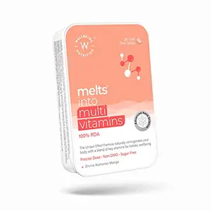 Wellbeing Nutrition Melts Complete Plant Based Multivitamin with 100% RDA of Vitamin A Vitamin B-Complex Vitamin C D3 + K2 Ashwagandha For Immunity Heart Energy (30 Oral Strips)