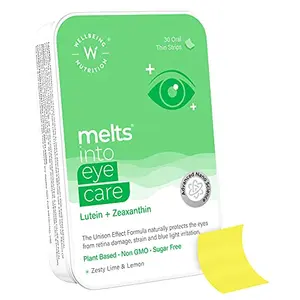 Wellbeing Nutrition Melts Eye Care Vitamins with Lutemax® 2020 (Lutein + Zeaxanthin) Bilberry Beetroot | Prevents Blue Light Damage Glare Sensitivity & Digital Strain Guard (30 Oral Strips)