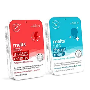 Wellbeing Nutrition Melts Instant Energy & Melts Sore Throat Relief- 60 Oral Thin Strips