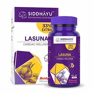 Siddhayu Lasuna Garlic Tablet | Cardiac Wellness | (From the house of Baidyanath) | Improves Digestion | Balance Cholesterol Levels | 60 + 20 free Tablets