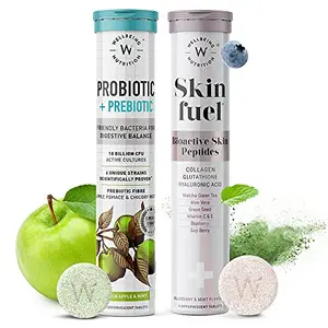 Wellbeing Nutrition Daily Probiotic + Prebiotic& Skin Fuel | 36 Effervescent Tabs