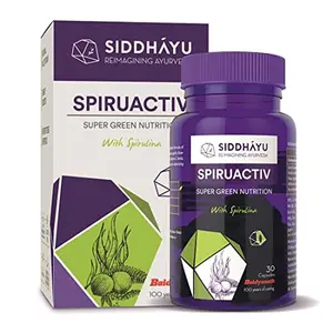Siddhayu Spiruactiv (From the house of Baidyanath) I Spirulina Capsules I Antioxidant Capsules I Ayurvedic Iron Supplement I 30 Capsules