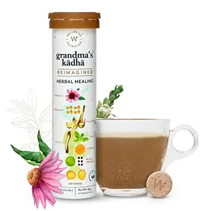 Wellbeing Nutrition Grandma's Kadha - Ayush Kwath Immunity Booster | Ayurvedic Kadha for Immunity Cold Cough Sore Throat & Congestion |Immunity Boosters for Adults (15 Effervescent Tablets)