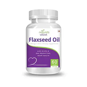 Nature's Velvet FlaxSeed Oil 1000mg(Omega 3-6-9) 60 Softgel Capsules Pack of one