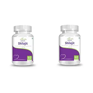 nature's velvet Shilajit Pure Extract for Youth and Stamina 500 mg 60 Veggie Capsules (1+1)
