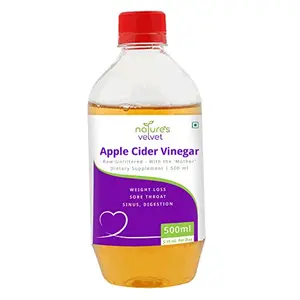 Natures Velvet Lifecare Apple Cider Vinegar With Mother of Vinegar- 500 ml Unfiltered Unpasteurised - Pack of 1