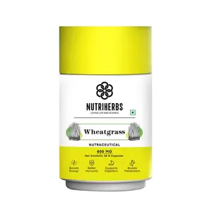 Nutriherbs 100% Natural & Pure Wheatgrass Extracts 800 Mg 60 Capsules (Pack Of 1)