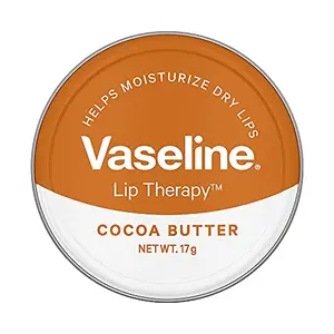 Vaseline Lip Tin Cocoa Butter Infused with Cocoa Butter Extract for Healthy Lips & Natural Glossy Shine. Moisturizes & Hydrates Dry Chapped Lips. 17g