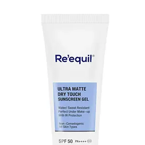 RE' EQUIL Ultra Matte Dry Touch Sunscreen Gel SPF 50 PA++++ Water resistant with Zinc Oxide and Titanium Dioxide 50g