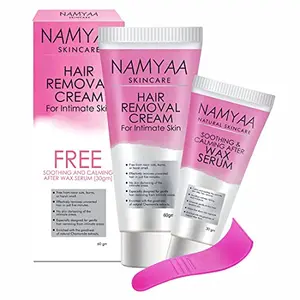 Namyaa Hair Removing Cream for Intimate Skin with After Wax Soothing Serum with Vitamin C White 60 g