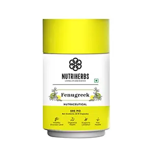 Nutriherbs Fenugreek Capsules with Goodness of Fenugreek Seed Extract Helps Increase Milk Supply in Lactating Mothers 60 capsules 500 mg (Pack of 1)
