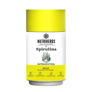 Nutriherbs Organic Spirulina Superfood Capsules 500 mg 90 Capsules Enhance Immunity Energy & Improves Gut Health