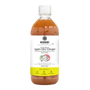 Nutriherbs Apple Cider Mother Vinegar With Honey Ginger Garlic and Lemon 473 ml Supports Weight Management Detoxification & Digestion