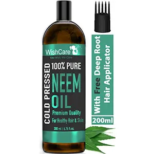 Wishcare Cold Pressed Neem Oil - 200 Ml - 100% Pure Wild Crafted - For Skin & Hair