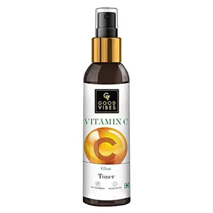 Good Vibes Vitamin C Glow Toner 120 ml Rich in Antioxidants & Helps Reduce Dark Spots Hydrating Light Weight Face Spray Toner for All Skin Types Natural No Alcohol Parabens & Sulphates