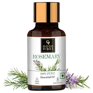 Good Vibes 100% Pure Rosemary Essential Oil 10 ml Naturally Rejuvenates Skin Stimulates Hair Growth Suitable For All Skin & Hair Types No Alcohol Parabens & Sulphates