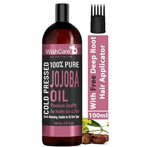 WishCare Pure Cold Pressed Natural Unrefined Jojoba Oil - Moisturizer for Skin Hair and Nails - 100 Ml