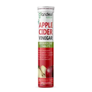 Grandeur Apple Cider Vinegar Effervescent Tablets With 500 mg Apple Cider Pomegranate Extract 100 mg Vitamin B6 B12 - Sugar Free For Weight Management & Immunity- 15 Tabs