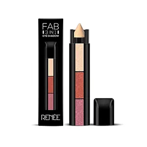 RENEE Fab 3 in 1 Eyeshadow Enriched with vitamin E 4.5g - Adds dimension and intensity Highly Pigmented 3 Shades in 1 Stick