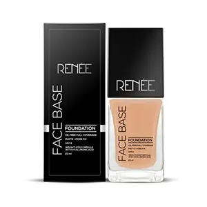 RENEE Face Base Liquid Foundation - Coffee 23ml | Enriched with Hyaluronic Acid & Vitamin E Provides SPF 8 Protection Weightless Long-lasting Matte Finish