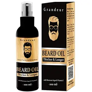 Grandeur Mooch And Beard Oil For Men For Thicker & Longer Beard- 100mL with Vitamin E & Argan Oil