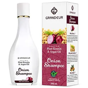 Grandeur Onion Shampoo For Hair Growth & Hair Fall Control Infused With Keratin & Argan Oil - Strong & Healthy Hair- 300Ml
