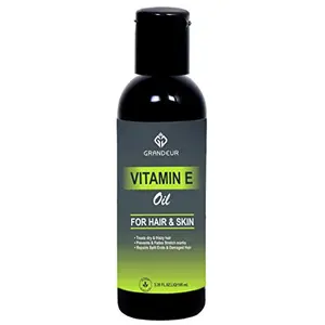Grandeur Vitamin E Oil with blend of Canola Oil Meadow Foam Seed Oil Moringa Oil for Dry Rough And Fizzy Hair And Glowing Skin 3.38FL.OZ 100ml