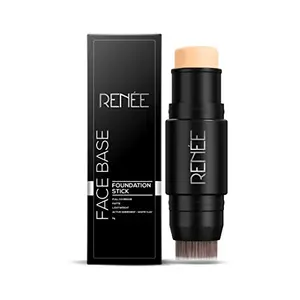 RENEE Face Base Foundation Stick with Applicator - Chai Tea 8gm | Enriched with White Clay Weightless Long lasting Velvet Matte Finish formula Provides Full Coverage