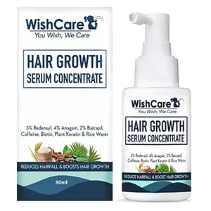 WishCare Hair Growth Serum Concentrate - 3% Redensyl 4% Anagain 2% Baicapil Caffeine Biotin Plant Keratin & Rice Water - Hair Growth Serum for Men & Women