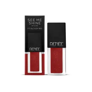 RENEE See Me Shine Lip Gloss For All Skin Tone Enriched with Jojoba Oil Non Sticky Hydrating Easy Glide Formula It's Blood Red 2.5ml