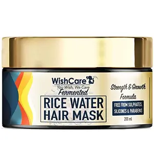 WishCare Fermented Rice Water Hair Mask For Dry & Frizzy Hair - Strength & Growth Formula - Free from Mineral Oils Sulphates & Paraben - For All Hair Types - 200 Ml