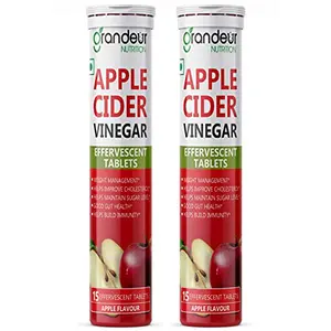 Grandeur Apple Cider Vinegar Effervescent Tablets With 500 mg Apple Cider Pomegranate Extract 100 mg Vitamin B6 B12 - Sugar Free For Weight Management & Immunity- 30 Tabs